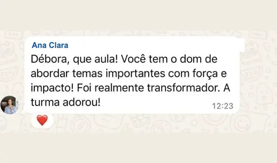 Depoimento recebido no Instagram